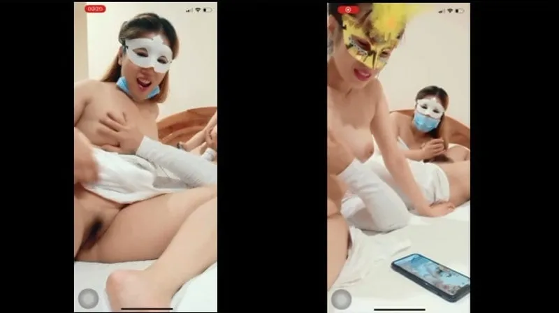 Hai em livestream phang tập thể